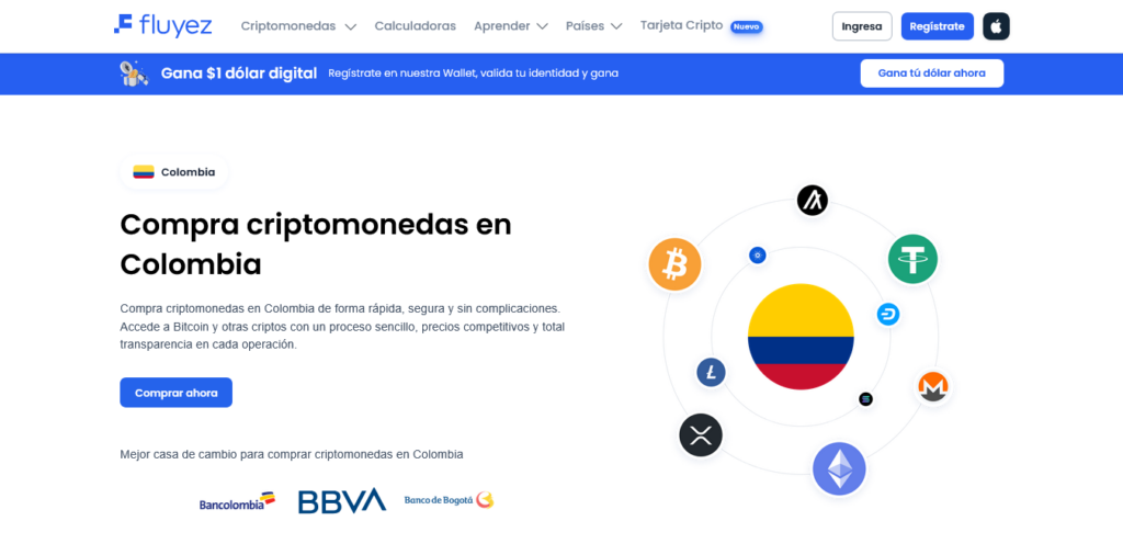 Comprar criptomonedas en Colombia con Fluyez